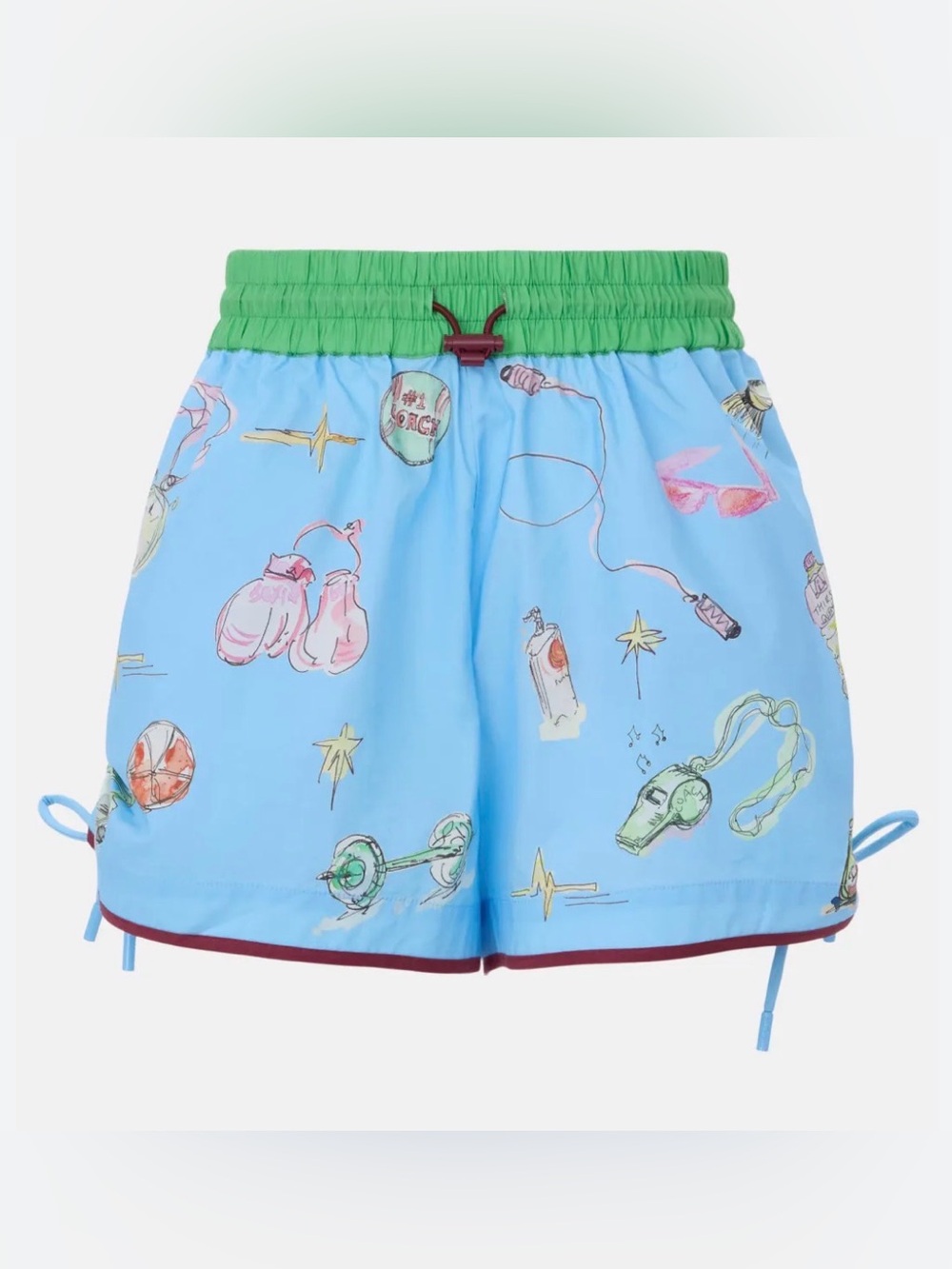 Alemais anouk short Light Blue Printed Swim Shorts with Green Waistband